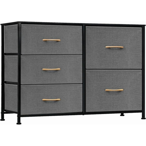 YYEAN Dresser for Bedroom, Dresser for Closet with 5 Drawers, Small Fabric Dresser Chests of Drawers for Kids Bedroom,Nursery, Living Room, Hallway