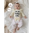 thumbnail image 4 of BemeyourBBs Newborn Baby Girls Outfit I'M My Daddy's Girl Letter Print Romper Floral Pants Set Headband Hat Spring Fall Winter Clothes, 4 of 9