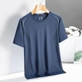 thumbnail image 2 of YLSDY Mens Casual T-Shirts Short Sleeveed Solid Color Lightweight Plus Size Loose Comfy Tee Beach Round Neck Tops Blue XXXL, 2 of 4