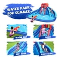 thumbnail image 4 of Action Air Water Slide, Inflatable Waterslide with Large Pool, Blue Bounce House with Double Slide and Climbing Wall, 4 of 7