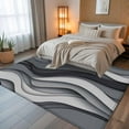 thumbnail image 5 of 6x9Ft Area Rugs Black Grey Ombre Non-Skid Rubber Backing Large Rectangle Rugs - Living Room Bedroom Home Office, Modern Abstract Moire Art Geometric Indoor Floor Mat Carpets Washable Rug, 5 of 9