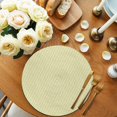 thumbnail image 2 of Yellow Striped Round Placemats Set of 6 for Dinning Tables,Heat-proof Braided Table Mats 13 Inch,Modern Simple Farmhouse Beige Vintage Washable Place Mat for Kitchen Restaurant Party Table Decor, 2 of 9