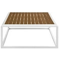 thumbnail image 3 of Modway Stance Aluminum & Wood Patio Coffee Table in White and Natural, 3 of 5