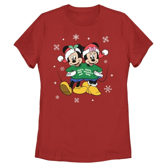 Womens Mickey & Friends Nice and Naughty Christmas Duo T Shirt