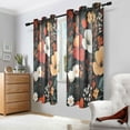 thumbnail image 2 of Yayeee Window Curtains Light Filtering 63"x42" Grommet Panel Pair Home Living Room Decor, Red Flowers Pattern, 2 of 7