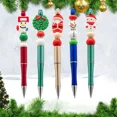 thumbnail image 4 of Bolígrafo de cuentas de Navidad, creativo, bricolaje, papelería, borla, pegamento, bolígrafo de cuentas, muñeco de nieve de Papá Noel, regalo, colgante de Navidad, 4 of 5