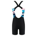 thumbnail image 3 of MSemis Kids Girls Athletic One Piece Boyleg Swimsuit Rashguard Surfing Bathing Suit Blue Camouflage&Black 8, 3 of 4