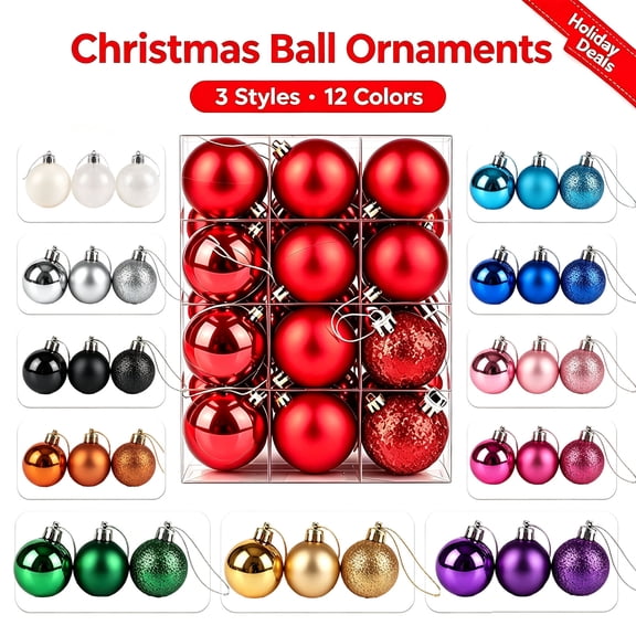 Aoznliie Christmas Ball Ornaments, 24 Pcs Classic Christmas Ornament Set for Xmas Tree, Shatterproof Lightweight Hanging Decor for Xmas Party, Purple