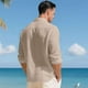 thumbnail image 4 of Blusa y camisa de manga larga con cuello vuelto para hombre, informal, de color liso, con botones y cuello vuelto, blusa de manga larga para hombre, 4 of 7