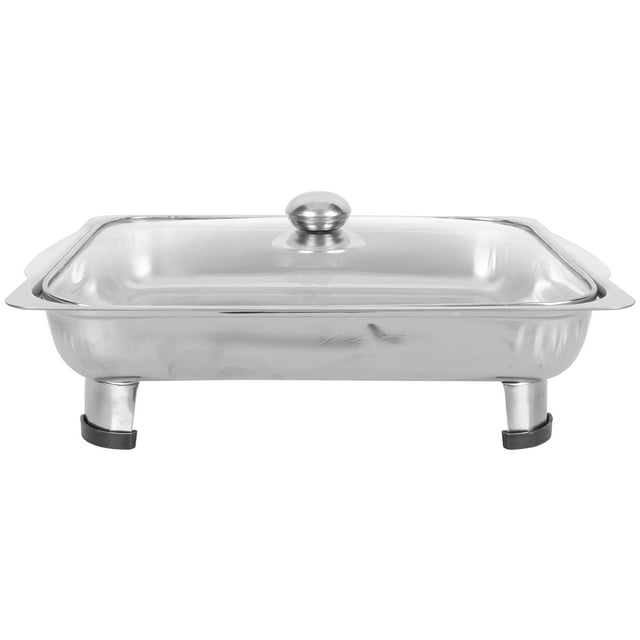 Plateau de Buffet Couvert en Acier Inoxydable Plateau de Service Rectangulaire Grande Capacité