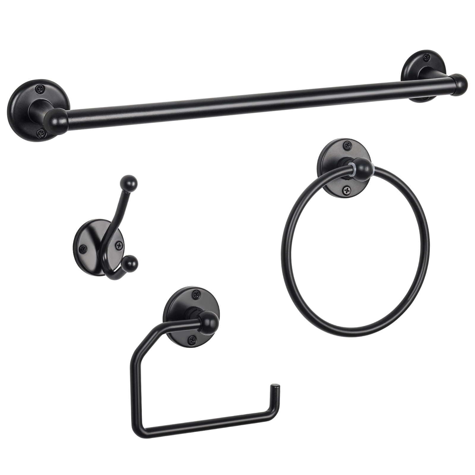 Bathroom Accessory Hardware set,4piece Black Bathroom Towel Rack Set