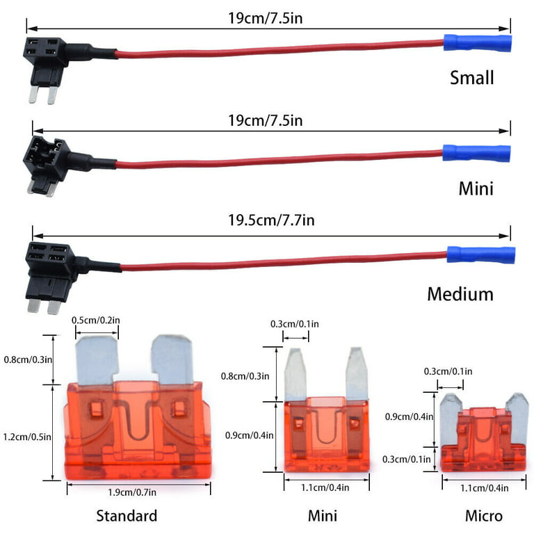 3 Pack 12V Car Add-A-Circuit Fuse Tap Adapter Mini ATM APM Blade Fuse Holder  Kit 