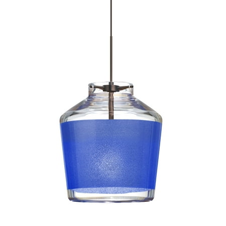 

Besa Lighting 1XT-PIC6BL-BR Pica 1 Light Bronze Pendant Ceiling Light in Blue Sand Glass Incandescent
