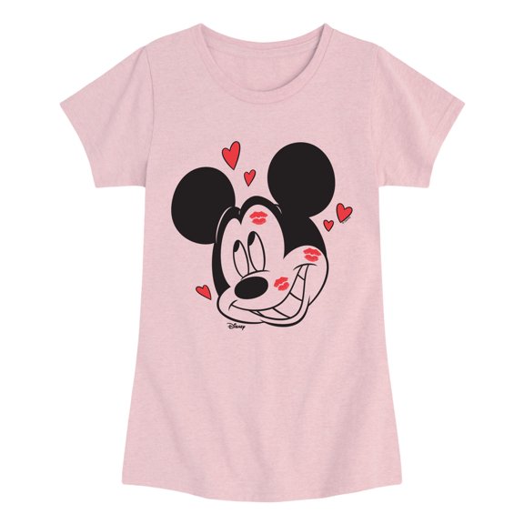Disney - Mickey Kissy Face - Youth Girls Fitted Short Sleeve T-Shirt