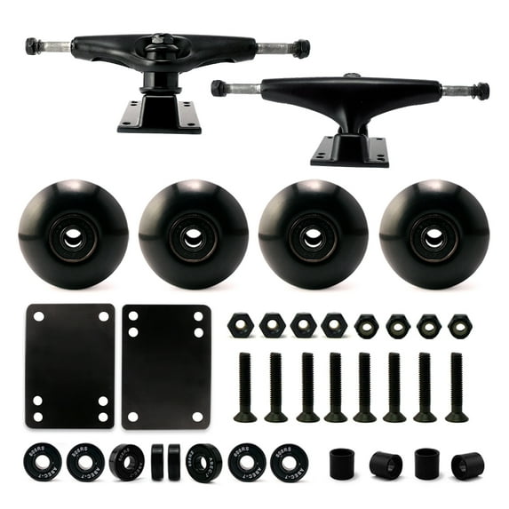 Victory Jump Skateboard Trucks and Wheels Set, Skateboard Accessories, Skateboard Trucks 5.25 inch, Skateboard wheels 54mm, Skateboard Bearings (5.25 inch Black Truck w 54mm Black Wheels)