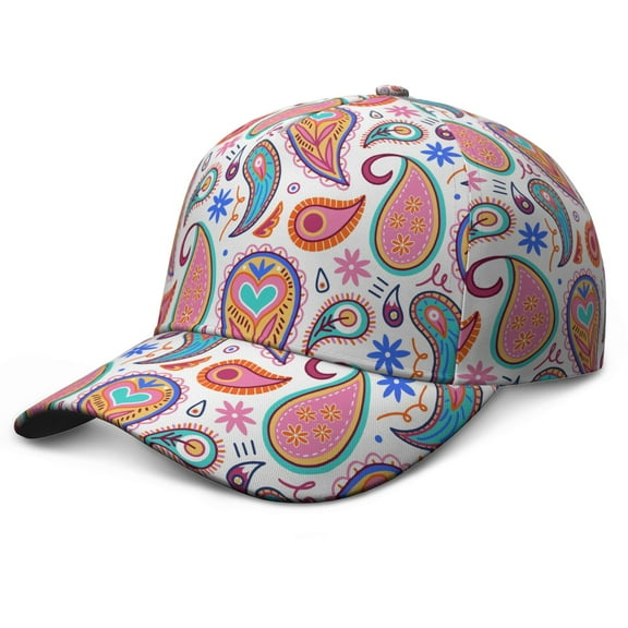 Ethnic Paisley Baseball Cap – Dad Hat, Abstract Decorative Mandala Exotic Artistic Elegant Classic Chic Colorful Floral Boho Vintage Pattern, Adjustable Snapback