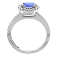 thumbnail image 2 of 10K White Gold Natural Tanzanite Ring Round 6mm Floating Halo Diamond, size 8, 2 of 4