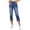 Blue, variant on 3/4 Length Pants Womens Capri Jeans Mid-Rise Slim Fit Cross Cuff Denim Pants Summer Comfy Outdoor Jeans with 4 Pockets