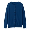 thumbnail image 4 of VISALY Cropped Cardigan Open Front Cardigan for Women Cardigans Sweaters for Women Button Front Long Sleeve Cardigan Crewneck Cardigan Knit Cardigans Dark Blue S, 4 of 6