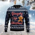 thumbnail image 3 of Suéteres de punto navideños con diseño divertido de hombre de jengibre, comida, regalo divertido de Navidad y Halloween, jerséis para parejas, fiestas, unisex, informales, 3, 3 of 5