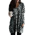 thumbnail image 3 of Sanviglor Ladies T-shirt Long Sleeve T Shirt Gradient Tee Thigh Length Pullover Loungewear Tops Leopard Print Gray L, 3 of 3