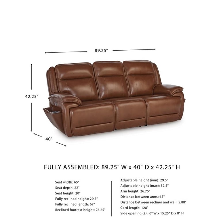 Signature Design by Ashley Healy Pier Brown Power Reclining Sofa