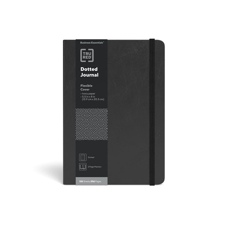 TRU RED Medium Dotted Journal, 256 Pages, Black photo 1