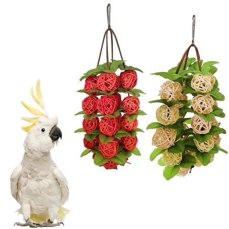 String of Parrot Bite Toy Rattan Plaything for Birds Chewing Supplies Hanging Cage Accessory for Parakeets and Cockatiels