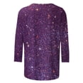 thumbnail image 5 of Charella 3/4 Sleeve Tops for Women Crewneck T-shirts Bling Bling Casual Blouse 2025 Spring Summer Tops,Purple,XXL, 5 of 5