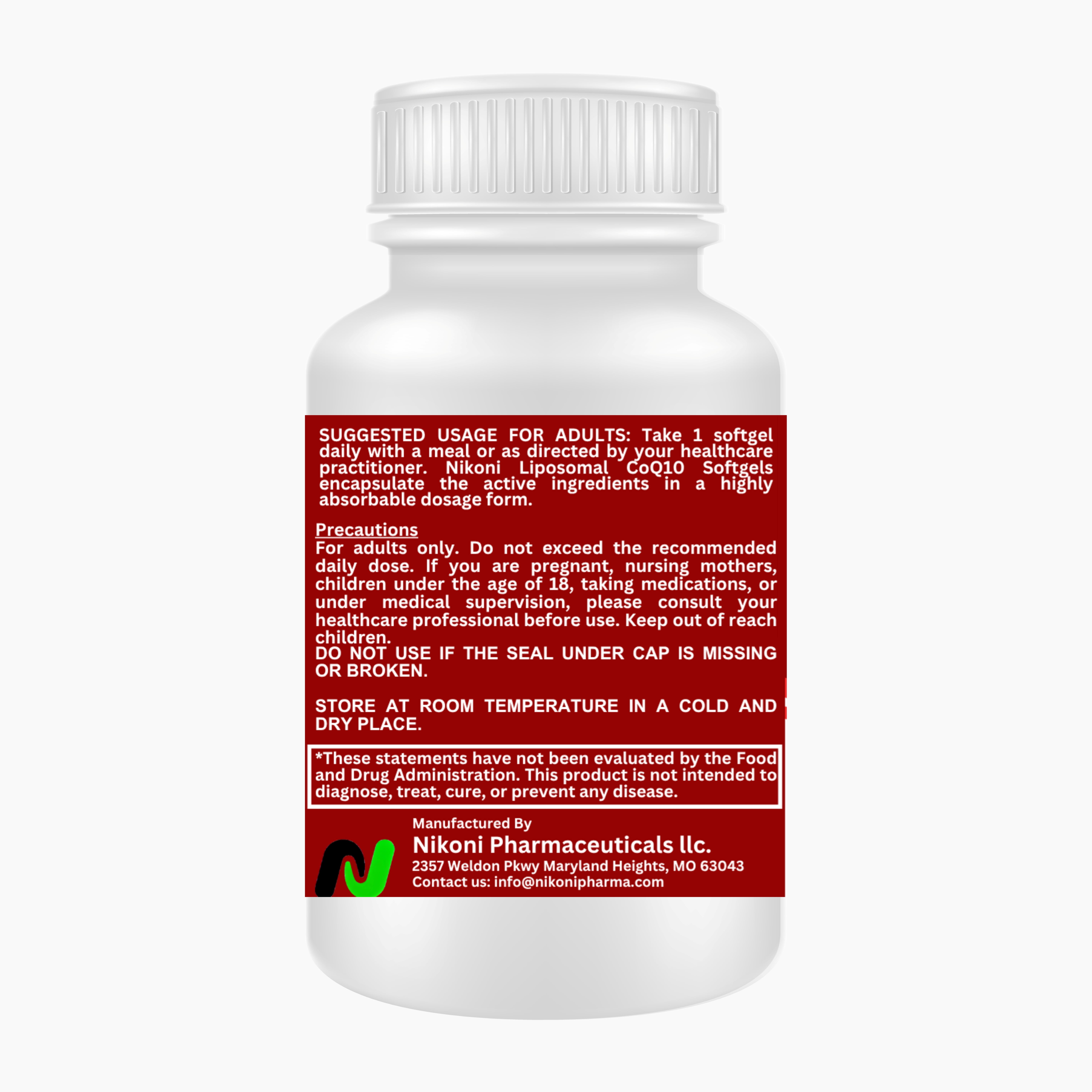 Nikoni Liposomal CoQ10 1000 mg Maximum Strength Supports Heart and Brain Antioxidant Support 60 Count Vegan Softgels