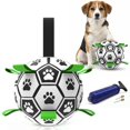 thumbnail image 1 of Pelota de fútbol para perros AASPIRE PETS de 18 cm, resistente, de PU, con correas, 1 of 9