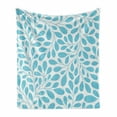 thumbnail image 1 of Leaves Soft Flannel Fleece Throw Blanket, Monochromatic Foliage Feminine Nature Pattern Spring Season Illustration, Cozy Plush for Indoor and Outdoor Use, 70" x 90", Aqua and White, by Ambesonne, 1 of 6