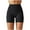 Black, variant on Women's Solid Color Yoga Shorts - Double Brushed, High Waist Compression, Three-Quarter Length, Nylon Spandex, XS-XL Sizes, Workout/Pilates