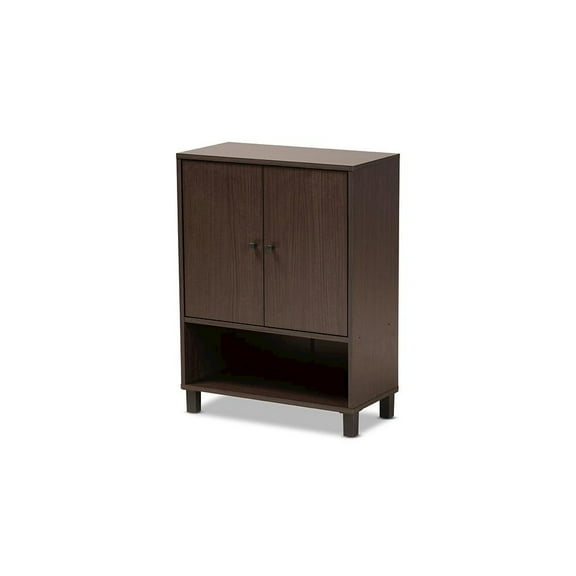 Baxton Studio Rossin Modern and Contemporary Dark Brown Finished Wood 2-Door Entryway Shoe Storage Cabinet