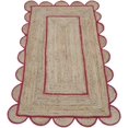thumbnail image 1 of Natural Jute Scalloped Rug, Natural Jute Rug, Bohemian Scallop Rug, Boho Decor Rug, Area Rug, Handwoven Jute Rug, Custom Rug, Decorative Rug (12x15 feet Jute Rug, Brown+Red), 1 of 2