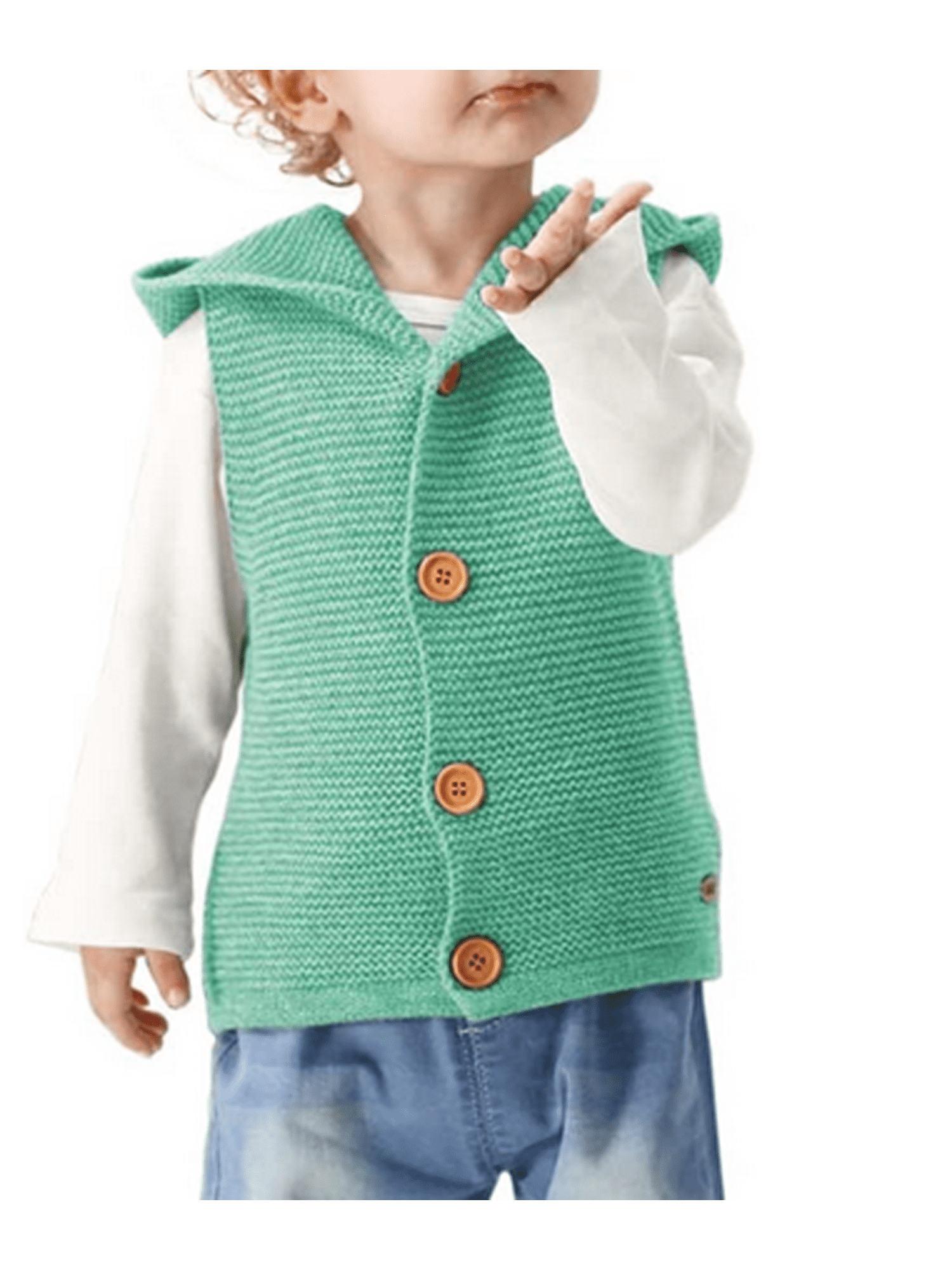 Newborn Infant Jacket Vest Baby Knitted Sleeveless Hooded Sweater Autumn Winter Warm Pullover 