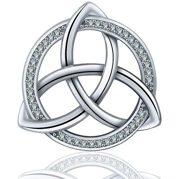 Jewelry Trends Trinity Knot CZ Circle Of Life Sterling Silver Pendant Necklace 18"