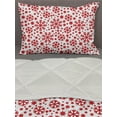 thumbnail image 3 of Snowflake Comforter & Sham Bedding Set, Stars 7 Pointed Stars and Dots Pattern Abstract Motifs New Year Illustration, 3 pcs Duvet Set Microfiber Filling Quilt, 5 Sizes, Red White, by Ambesonne, 3 of 4