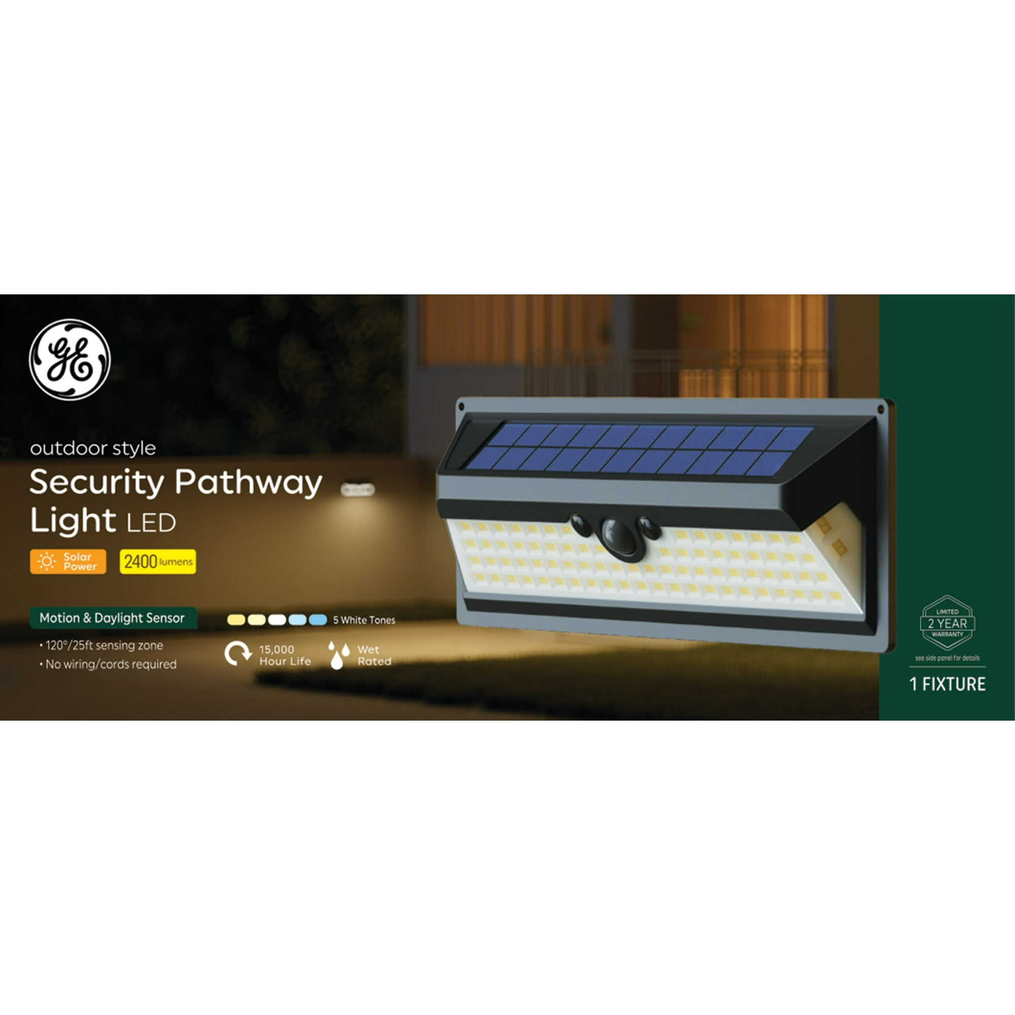 GE Lighting GE Outdoor Security LED Wall Light with Motion & Dusk to Dawn Sensor  Solar Light  2400 Lumens