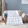 thumbnail image 6 of KLL Fleece Blanket Plush Throw Blanket Blue Checkboard ,Soft Fuzzy Cozy Flannel Blanket for Couch Sofa Bed.(50"x40" ), 6 of 7