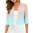 thumbnail image 2 of Ynynloco Women's Floral 3/4 Sleeve Kintted Shrugs Sweaters Lightweight Open Front Cropped Cardigan for Dress, 2 of 7