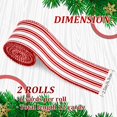 thumbnail image 2 of 2 Rolls Christmas Wired Edge Ribbon Christmas White Red Striped Fabric Ribbon Farmhouse Craft Ribbon for DIY Gift Wrapping Wreath Floral Arrangement Bow Decoration,2.5 Inch x 12 Yard, 2 of 7