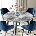 thumbnail image 5 of Elastic Fitted Round Tablecloth, Black Grey Ombre Waterproof Stretch Table Cover for 55"-60" Tables, Gradient Abstract Art Vintage Washable Outdoor Tablecloths for Patio, Picnic, Camping, 5 of 9
