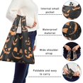thumbnail image 5 of 5 Pack Foldable Shopping Bag,Black Halloween Pumpkin Faces Reusable Grocery Bags with Pockets,Large Reusable Tote Bags with Handles Waterproof & Lightweight, 5 of 6