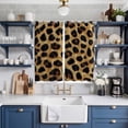 thumbnail image 2 of Leopard Print Kitchen Curtains 84 Inch Length, Brown Yellow Retro Animal Fur Pattern Grommet Top Bedroom Living Room Curtains, Light Filtering Cafe Curtain Drapes 2 Panels Set 104''x84'', 2 of 9