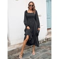 thumbnail image 5 of Purcoar Women's Shirred Ruffle Long Sleeve Dress Square Neck Flowy Dresses, 5 of 7