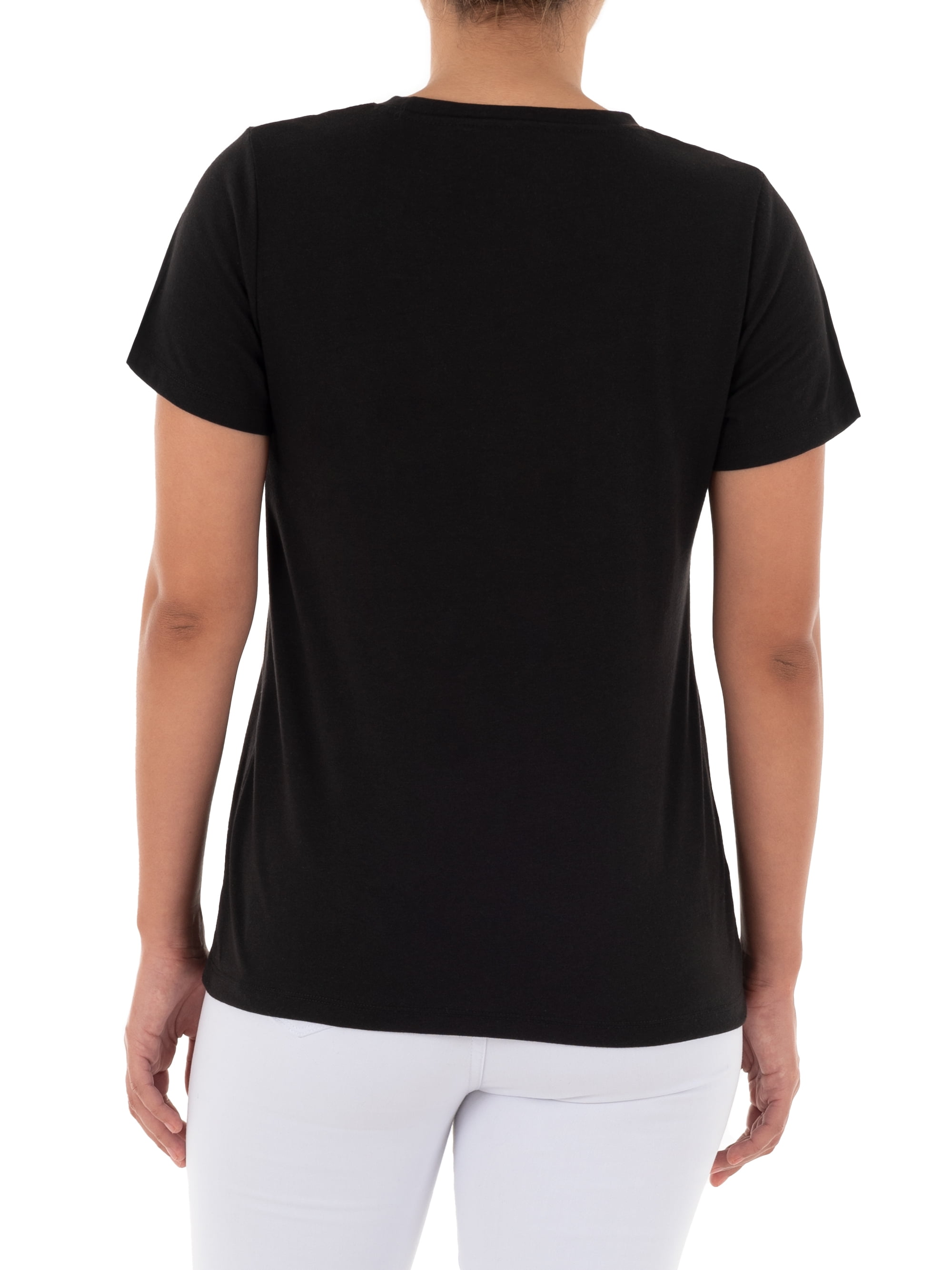 Time and Tru Women's Crewneck Tee with Short Sleeves, 2-Pack, Size XS-XXXL
