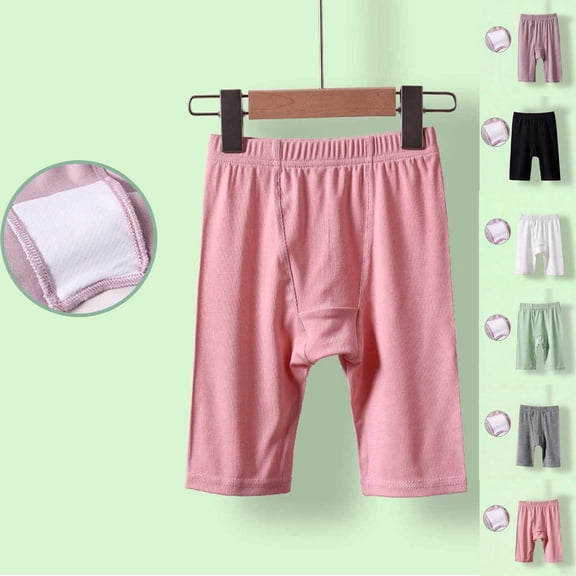 Hxshgdsn Kids Ribbed Shorts Elastic Waist Cotton Blend Bike Shorts for Girls Play and Everyday Wear(Pink/2-3 Years)