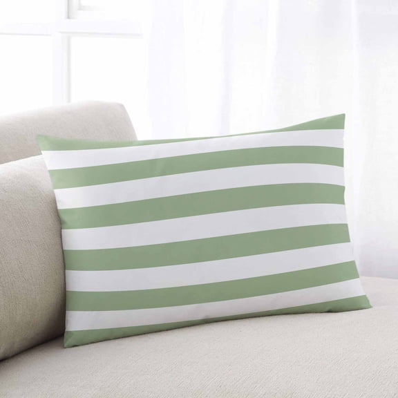 Sage Green Striped Small Pillow Covers, Farmhouse Sage Green Stripes Soft Breathable Throw Pillow Cases with Invisible Zipper, Decorative Pillowcase Pillows Protectors for Sofa Bed Chair 12"x20"