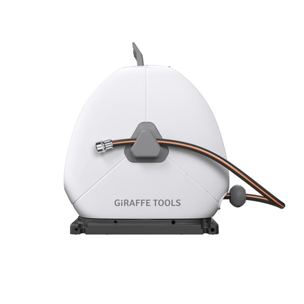 Giraffe Tools Ground Mounted Retractable Garden Hose Reel-1/2in-82ft, Light Grey